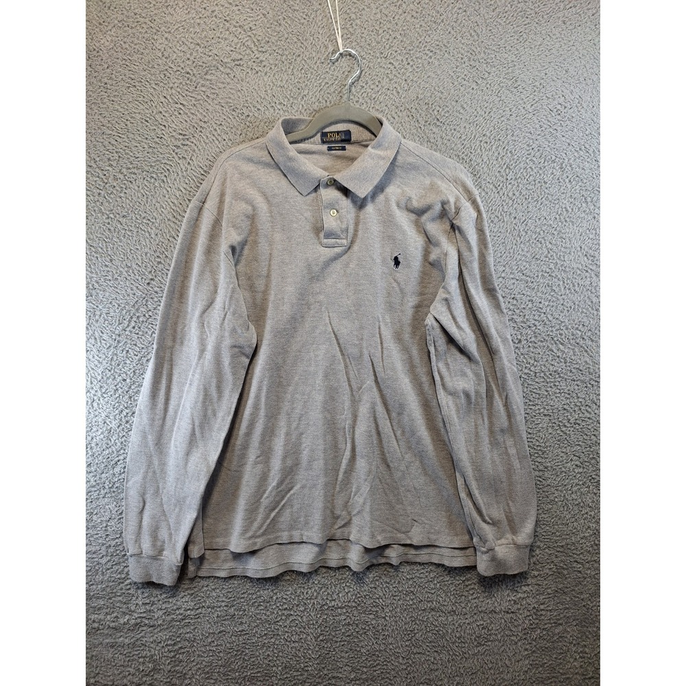 Polo Ralph Lauren Custom Fit Mens 2XL Gray Pony Logo Custom Fit Cotton Preppy